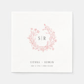 Rosa Boho-Ornament-Monogramm-Hochzeit Serviette (Vorderseite)