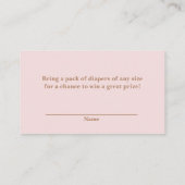 Rosa Boho Pampas Grass Diaper Raffekarte Begleitkarte (Rückseite)