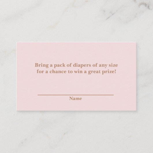 Rosa Boho Pampas Grass Diaper Raffekarte Begleitkarte (Rückseite)