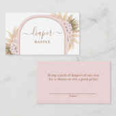 Rosa Boho Pampas Grass Diaper Raffekarte Begleitkarte (Vorne/Hinten)