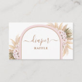Rosa Boho Pampas Grass Diaper Raffekarte Begleitkarte (Vorderseite)