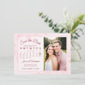Rosa Boho-Pfingstrosen-Kalender & Foto-Hochzeit Save The Date (Stehend Vorderseite)