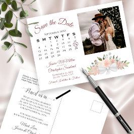 Rosa Boho Rose Foto & Kalender Save the Date Ankündigungspostkarte
