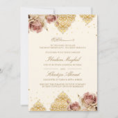Rosa Boho Rose Islamische Motif-Creme-Muslime Hoch Einladung (Vorderseite)