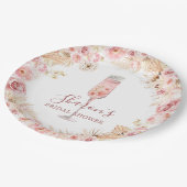 Rosa Boho Rose Soiree Brautparty Papierplatte Pappteller (Schrägansicht)