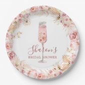 Rosa Boho Rose Soiree Brautparty Papierplatte Pappteller (Vorderseite)