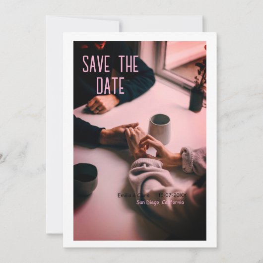 rosa Boho Save-the-Date-QR-Code mit Webseitenname Einladung (Vorderseite)