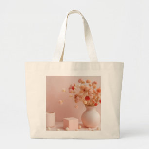 Rosa Boho Trockenblumen große Tote Bag Jumbo Stoffbeutel