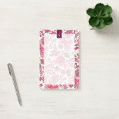 Rosa Boho Vintage Blumenmonogramm Post-it Klebezettel (Büro)