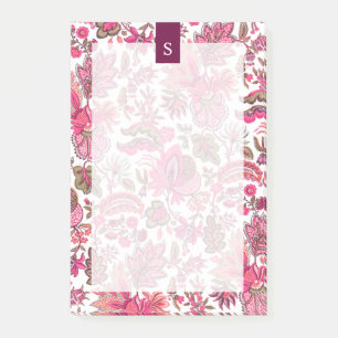 Rosa Boho Vintage Blumenmonogramm Post-it Klebezettel