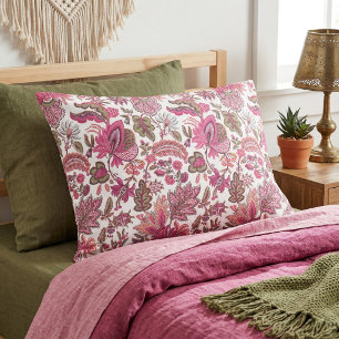 Rosa Boho Vintage Blumenmuster Kissenbezug