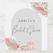 Rosa Boho Wasserfarbe Blume Brautparty Weinetikett (Einzelnes Label)