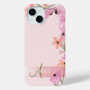 Rosa Boho Wildblume Meadow Monogram Case-Mate iPhone Hülle