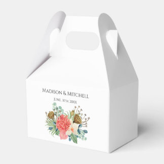 Rosa Boho Wildblumen Wasserfarben Brautstrauß Hoch Geschenkschachtel