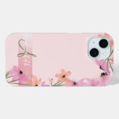 Rosa Boho Wildblumenwiese Monogramm Case-Mate iPhone Hülle (Rückseite (Horizontal))