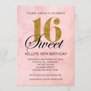 Rosa Bokeh beleuchtet GoldGlitzer-Einladung des Einladung