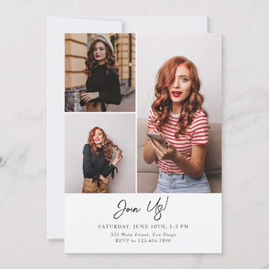 Rosa Bold Moderner Klassischer Foto Abschluss Einladung (Rückseite)