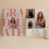 Rosa Bold Moderner Klassischer Foto Abschluss Einladung