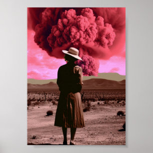 Rosa Bombe rauchen Vintage Dystopie Poster