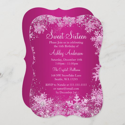 Rosa Bonbon 16 Einladung (Vorne/Hinten)