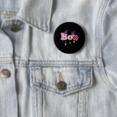 Rosa Boo Spider Owl Beängstigendes Halloween Kostü Button (Beispiel)