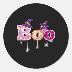 Rosa Boo Spider Owl Beängstigendes Halloween Kostü Runder Aufkleber