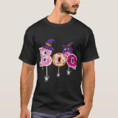 Rosa Boo Spider Owl Beängstigendes Halloween Kostü T-Shirt (Vorderseite)