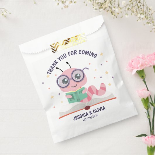 Rosa Bookworm-Thema Geschenktütchen (Versiegelt)