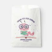 Rosa Bookworm-Thema Geschenktütchen (Vorderseite)