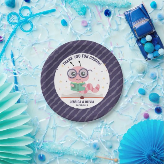 Rosa Bookworm-Thema Pappteller (Party)