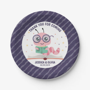 Rosa Bookworm-Thema Pappteller