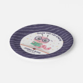 Rosa Bookworm-Thema Pappteller (Schrägansicht)