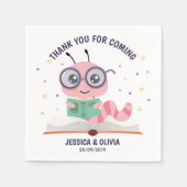 Rosa Bookworm-Thema Serviette (Vorderseite)