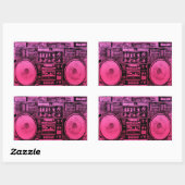 rosa boombox rechteckiger aufkleber (Blatt)