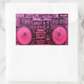 rosa boombox rechteckiger aufkleber (Tasche)