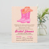 Rosa Boot Cowgirl Country Bridal Dusche Einladung (Stehend Vorderseite)