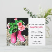 Rosa Boot Garden Party Einladung (Stehend Vorderseite)