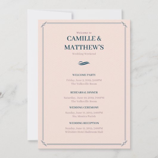 Rosa Borbesed Wedding Einladung (Vorderseite)