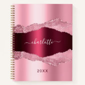 Rosa Bordeaux-Bordeaux-Marmorname Notizblock (Vorderseite)