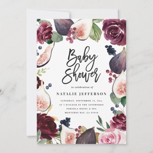 Rosa, Bordeaux, + Feigenfarbenfloral und Skript (Vorderseite)