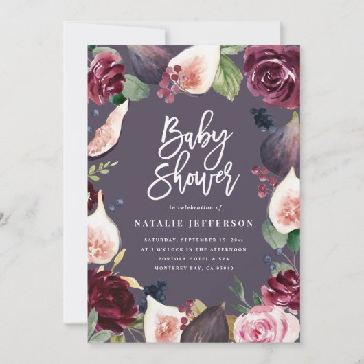 Rosa, Bordeaux, + Feigenfarbenfloral und Skript (Vorderseite)