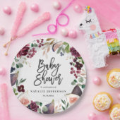 Rosa, Bordeaux, + Feigenfarbenfloral und Skript Pappteller (Party)