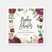 Rosa, Bordeaux, + Feigenfarbenfloral und Skript Serviette (Vorderseite)