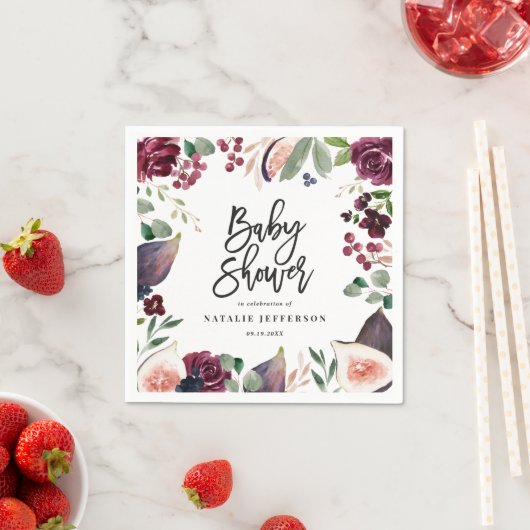 Rosa, Bordeaux, + Feigenfarbenfloral und Skript Serviette (Beispiel)