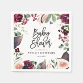 Rosa, Bordeaux, + Feigenfarbenfloral und Skript Serviette (Vorderseite)