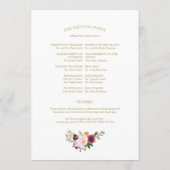 Rosa Bordeaux Florales Gold Hochzeitsprogramm Programm (Rückseite)
