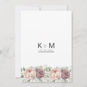 Rosa Bordeaux-Pfefferminzpferde Hochzeit mit Blume Einladung (Rückseite)