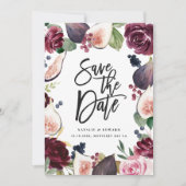 Rosa, Bordeaux und Feigenblumen Foto Save The Date (Vorderseite)