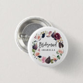 Rosa, Bordeaux und Feigenblütenmädchen Button (Vorne & Hinten)