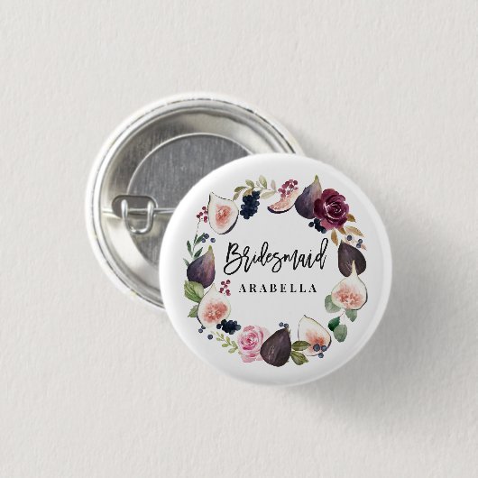 Rosa, Bordeaux und Feigenblütenmädchen Button (Vorne & Hinten)